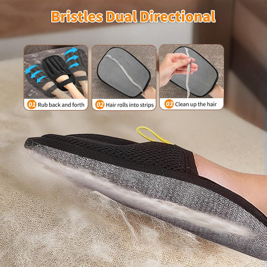 Pet Hair Removal Glove with Dual-Sided Electrostatic Bristles – For Furniture, Carpet & Clothes