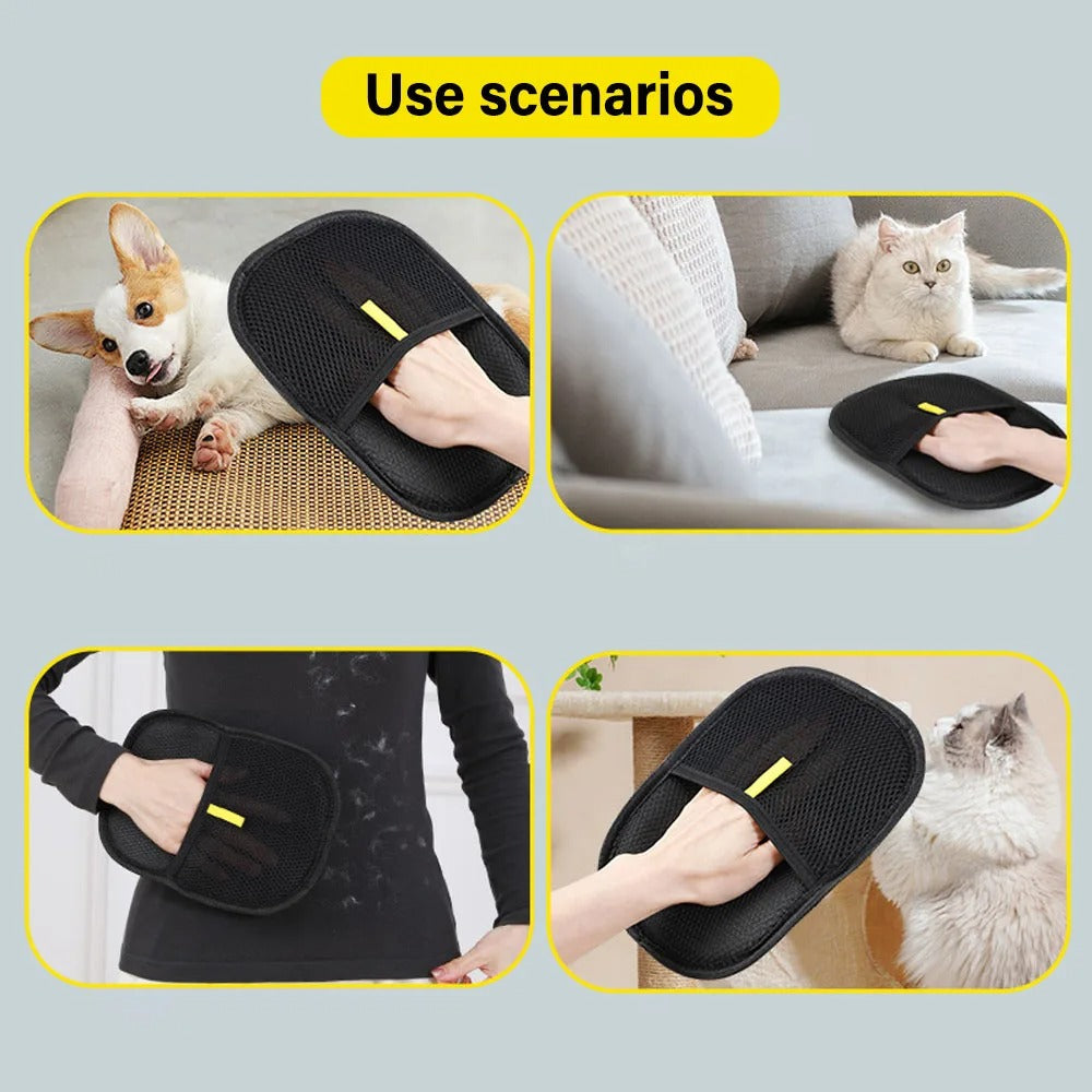 Pet Hair Removal Glove with Dual-Sided Electrostatic Bristles – For Furniture, Carpet & Clothes